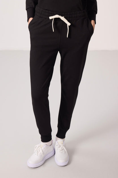 Black Hooded Oversize Women's Tracksuit Set - 95336