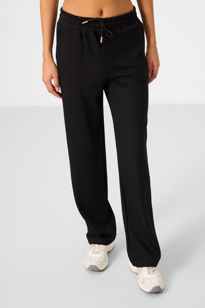 Black Soft Textured Hooded Oversize Women's Tracksuit Tunic Set - 95348
