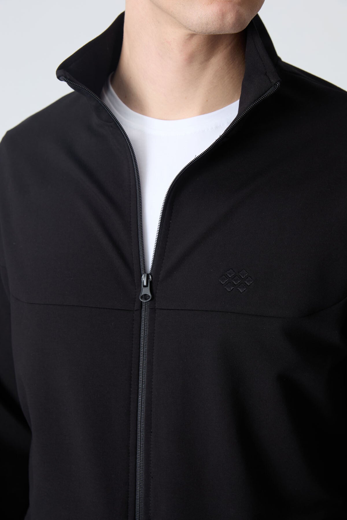 Black Cotton Thick Soft Textured Comfort Fit Basic Men's Tracksuit Set - 85260