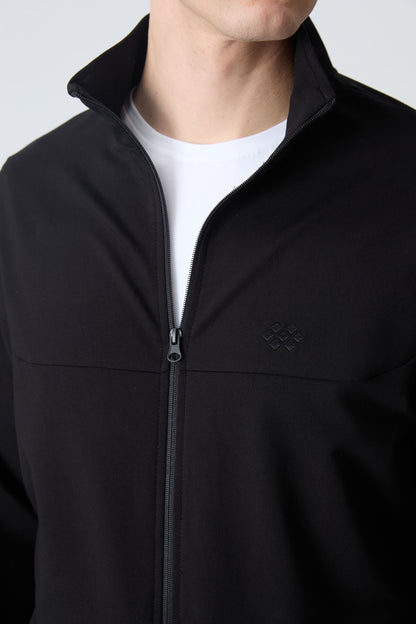 Black Cotton Thick Soft Textured Comfort Fit Basic Men's Tracksuit Set - 85260