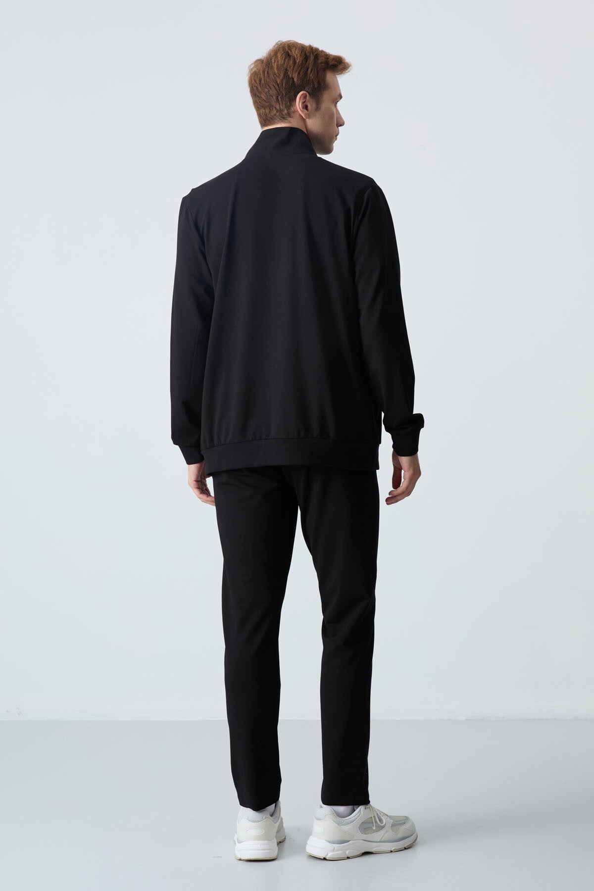 Black Cotton Thick Soft Textured Comfort Fit Basic Men's Tracksuit Set - 85260