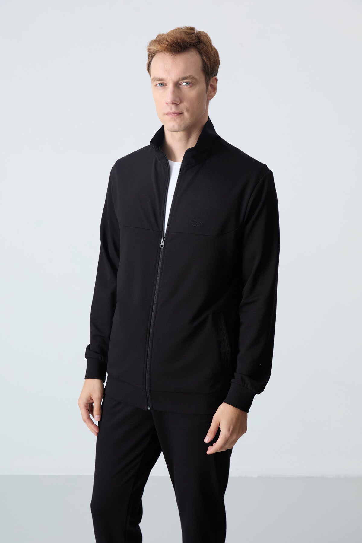 Black Cotton Thick Soft Textured Comfort Fit Basic Men's Tracksuit Set - 85260