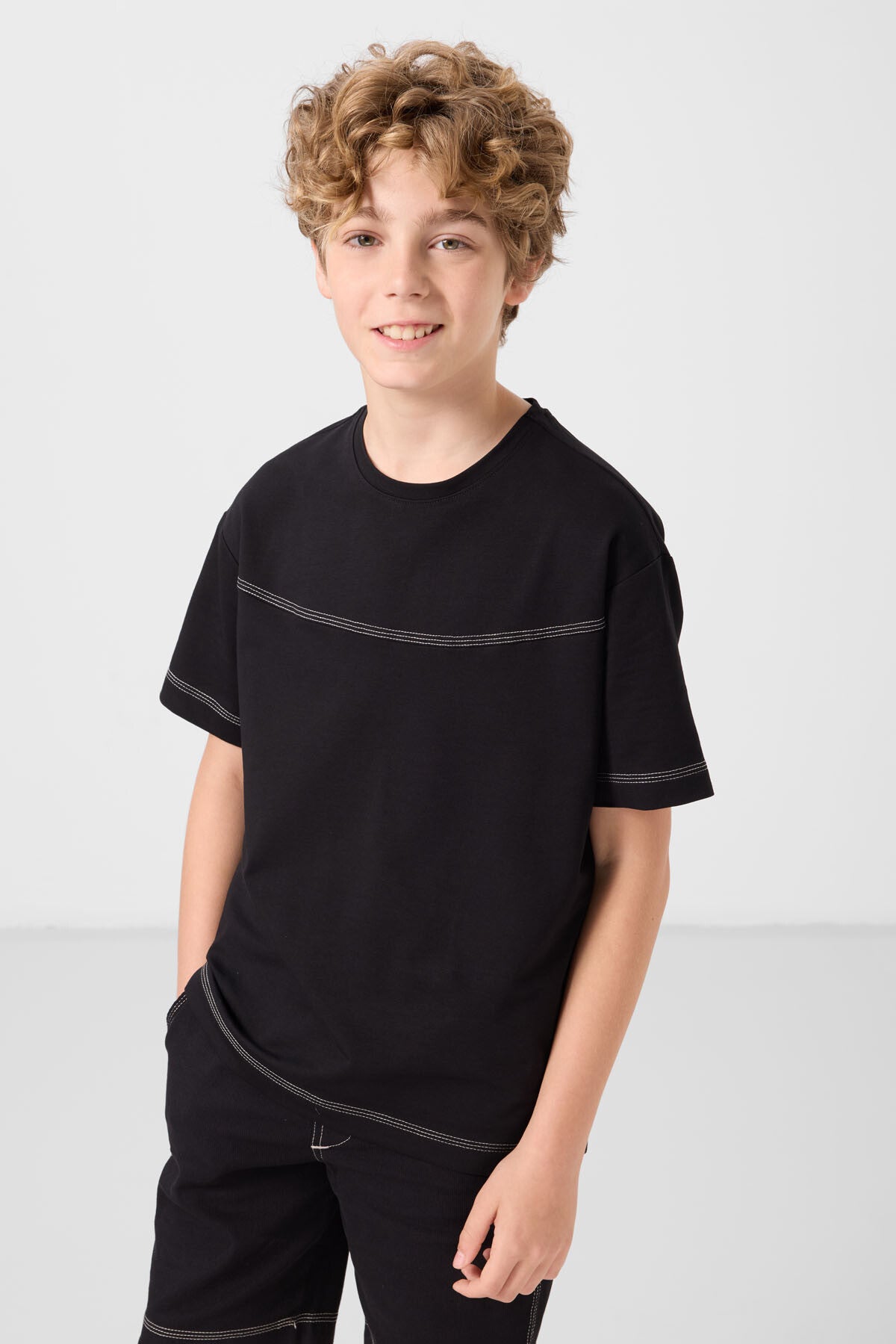 Black cotton oversized fit woven lightweight elastic Chino Shorts set - 11279