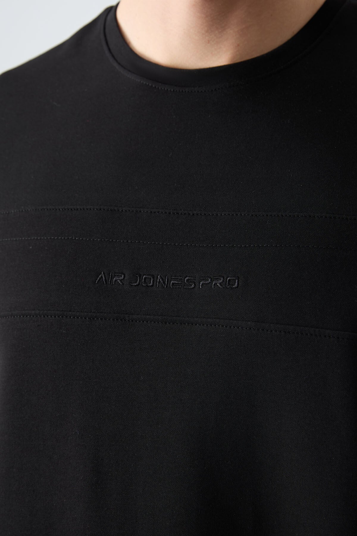 Black Cotton Thick Soft Textured Oversize Fit Basic Men's Tracksuit Set - 85261