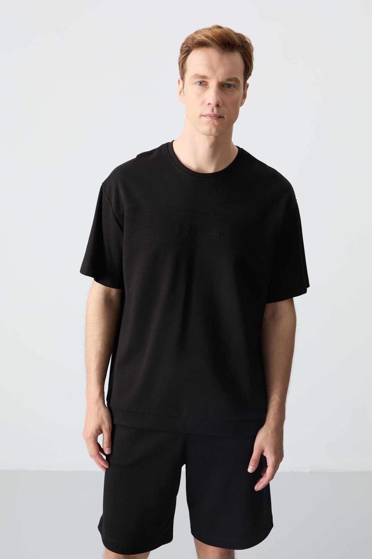 Black Cotton Thick Soft Textured Oversize Fit Basic Men's Shorts Set - 85257