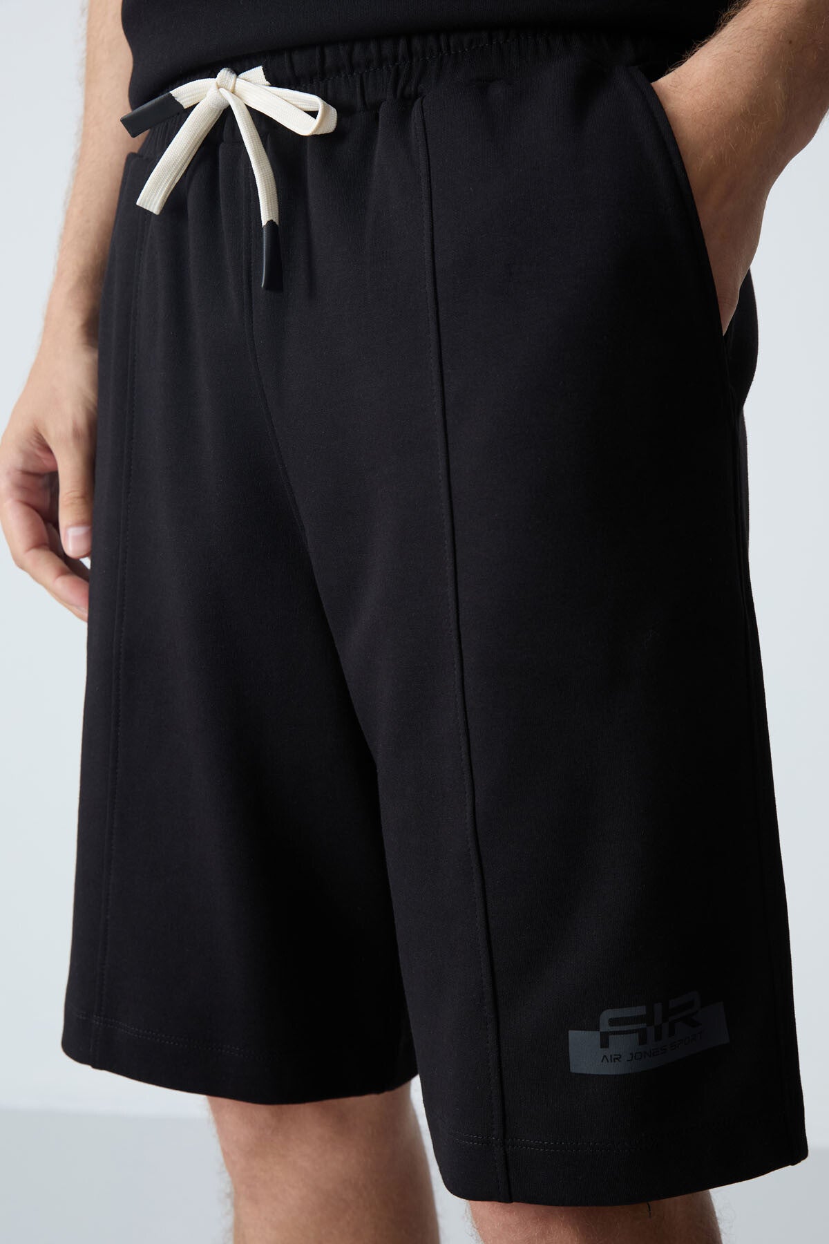 Black Cotton Thick Soft Textured Oversize Fit Basic Men's Shorts Set - 85259