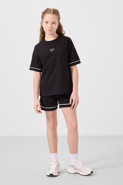 Black cotton soft cloth Standard Fit Basic Shorts Set - 75183