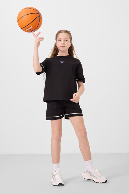 Black cotton soft cloth Standard Fit Basic Shorts Set - 75183