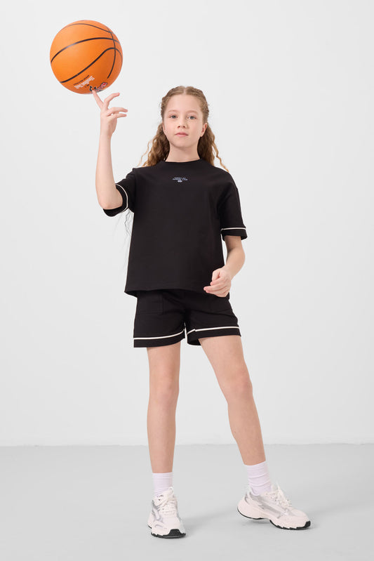 Black cotton soft cloth Standard Fit Basic Shorts Set - 75183
