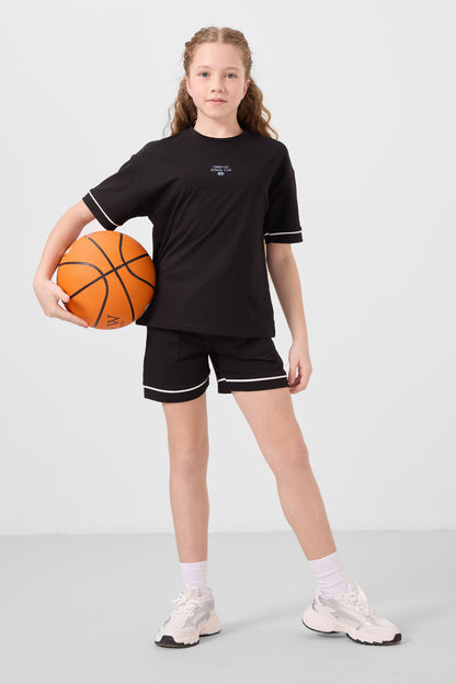 Black cotton soft cloth Standard Fit Basic Shorts Set - 75183