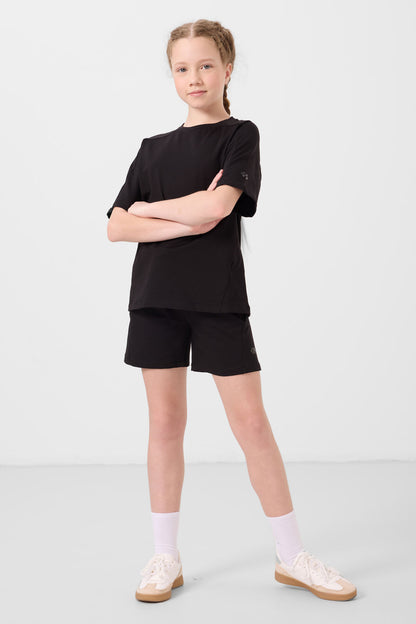 Black cotton soft Standard Fit Basic Girls Shorts Set - 75184