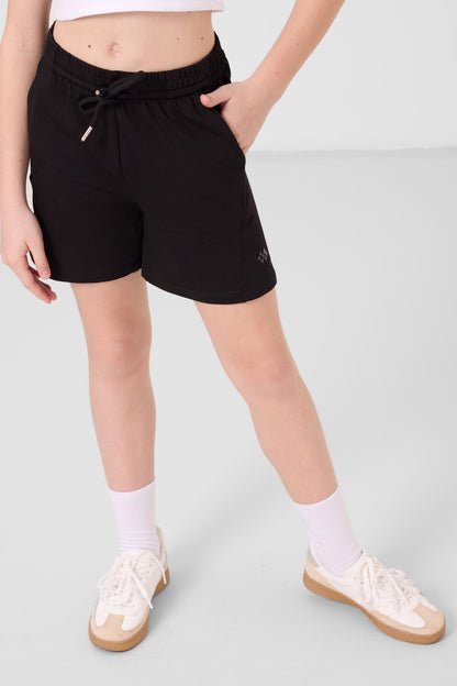 Black cotton soft Standard Fit Basic Girls Shorts Set - 75184