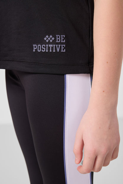 Black O collar side stripe Detailed Standard Fit Performance Tights Set - 75191