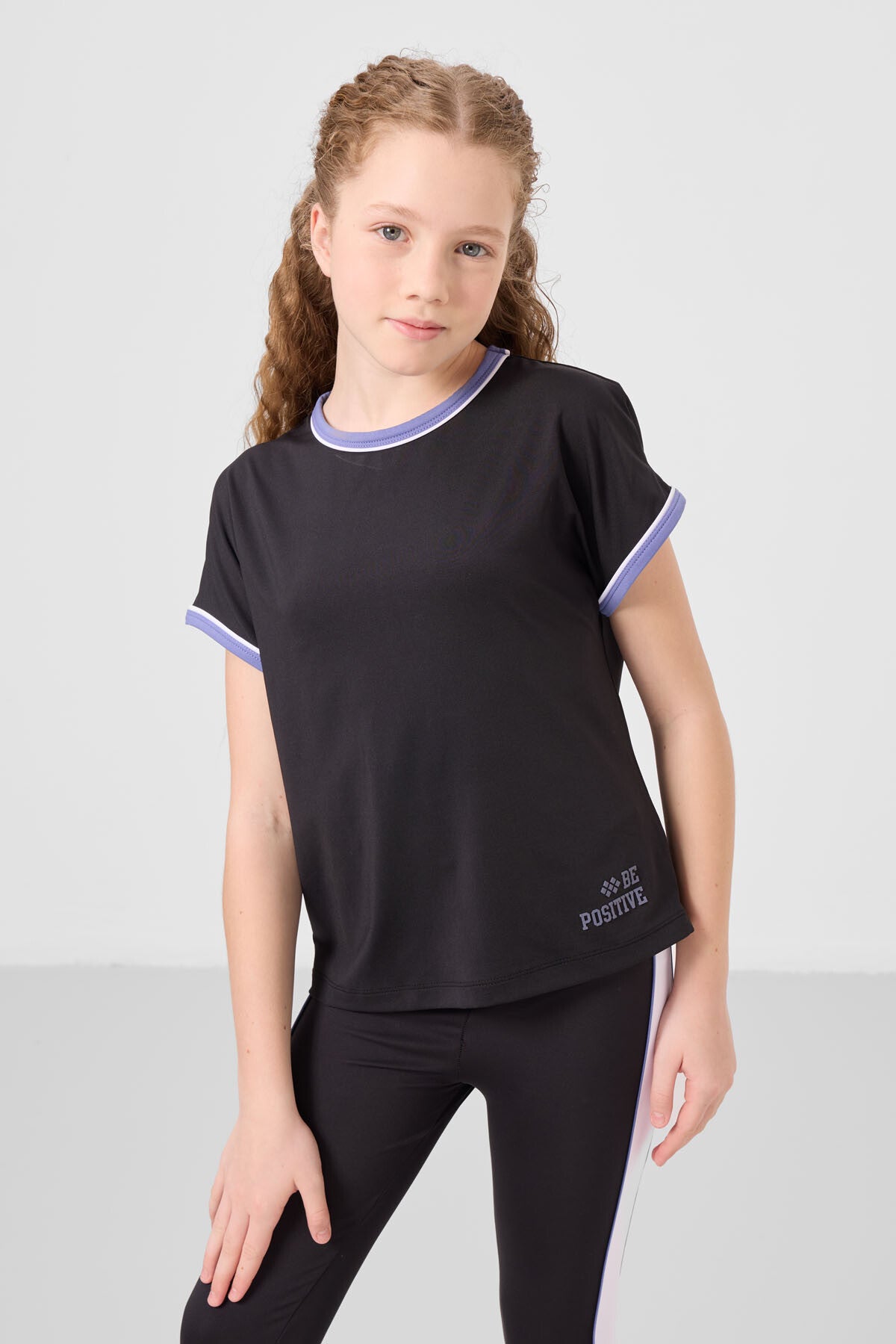 Black O collar side stripe Detailed Standard Fit Performance Tights Set - 75191
