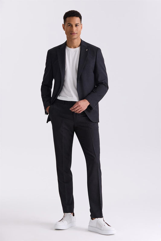 Black Slim Fit Single Collar One Button Sports Suit
