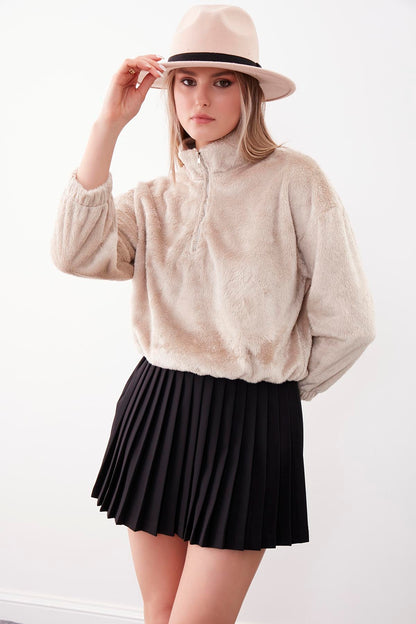 PELUSH SWEAT WITH ZIPPER