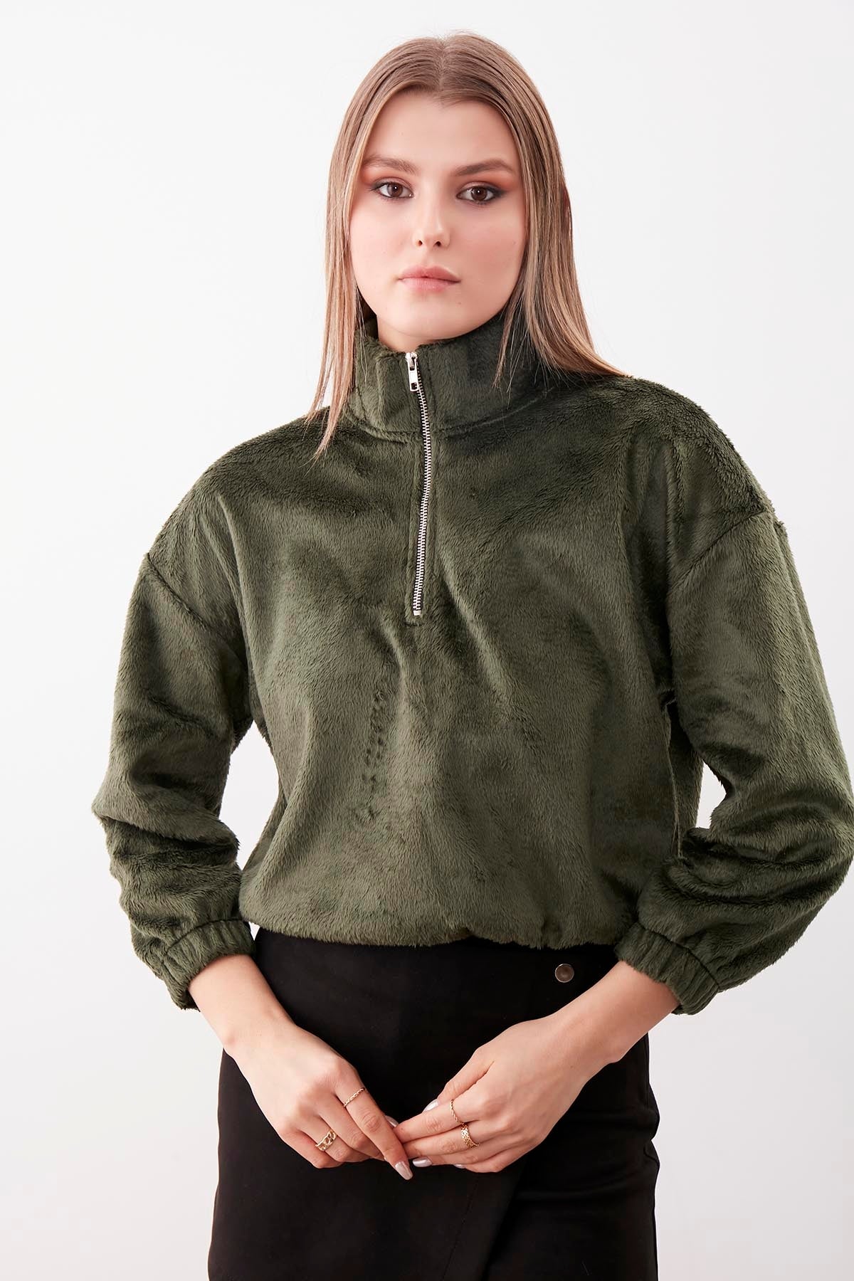 PELUSH SWEAT WITH ZIPPER