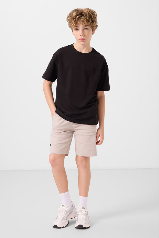 Black-Stone Cotton Oversize Fit Weaving Lightweight Flexible Chino Shorts Set - 11277
