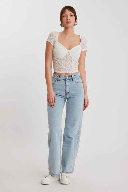 STRAIGHT FIT WIDE LEG JEANS