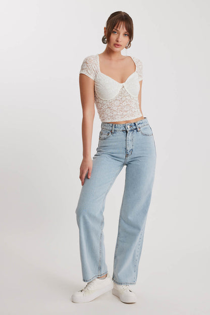 STRAIGHT FIT WIDE LEG JEANS