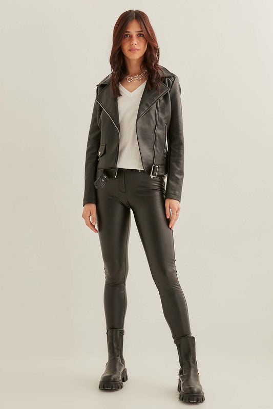FAUX LEATHER 5 POCKET TIGHTS