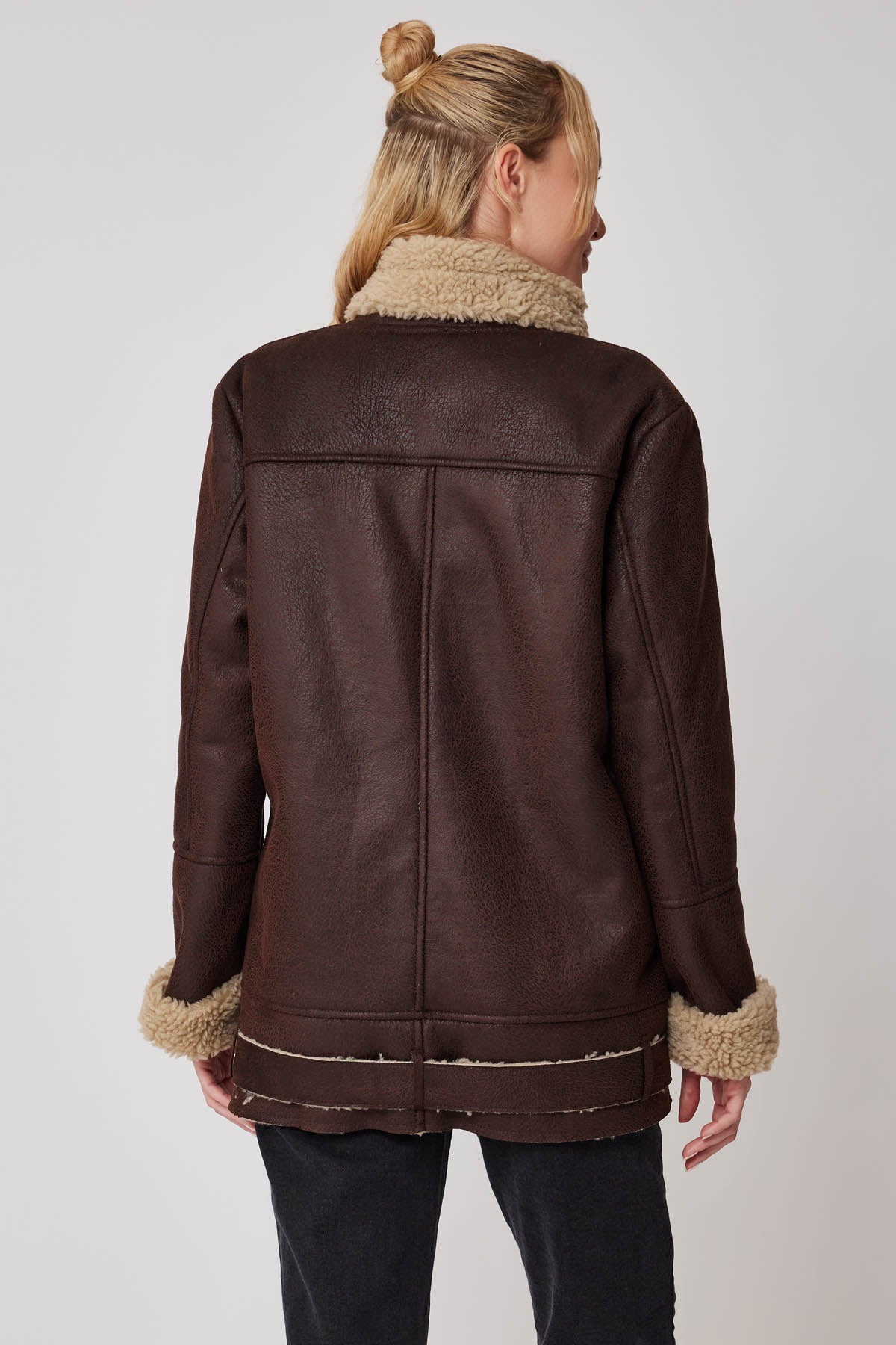 FUR DETAILED LONG BIKER JACKET