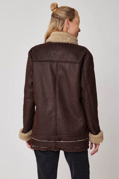 FUR DETAILED LONG BIKER JACKET