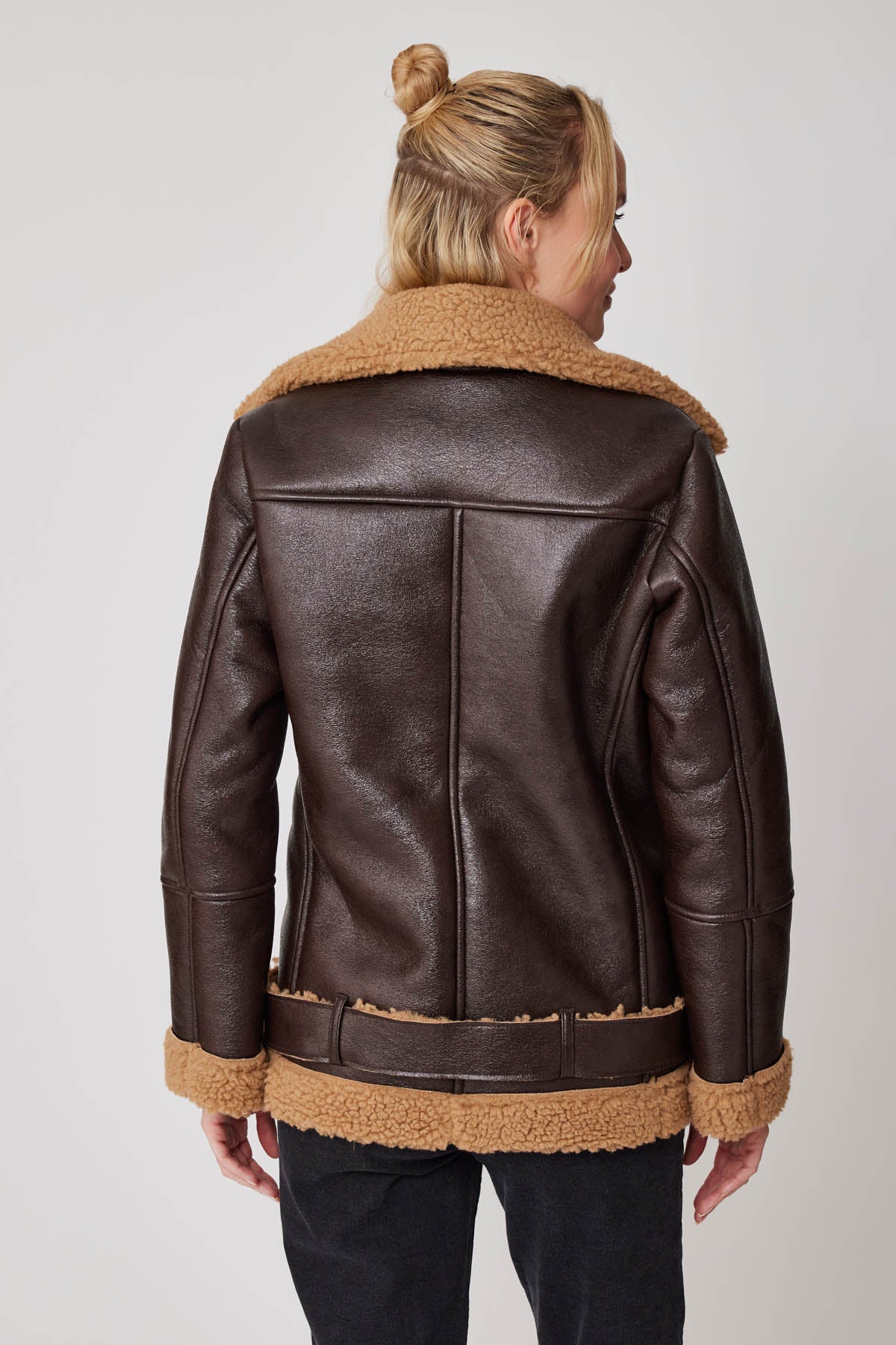 FAUX LEATHER BIKER JACKET WITH FUR