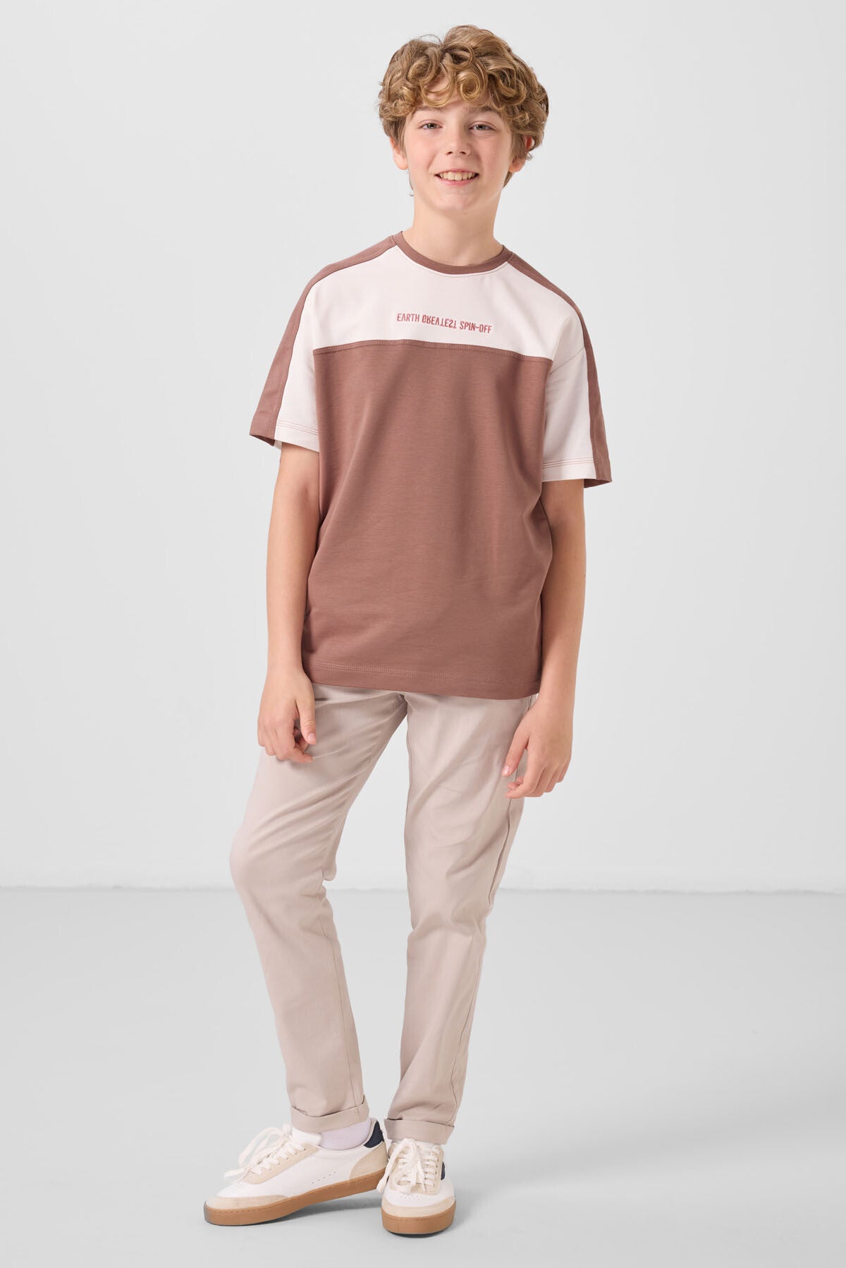 Oversize Fit Embroidered Cotton Cinnamon T-Shirt for boys - 11290