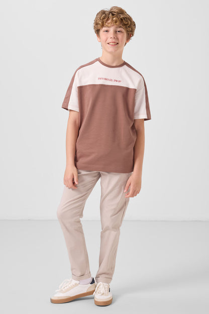 Oversize Fit Embroidered Cotton Cinnamon T-Shirt for boys - 11290