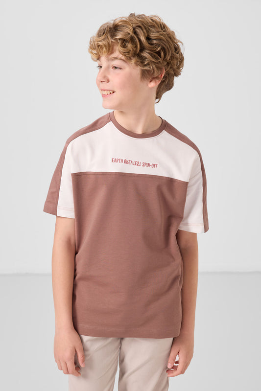 Oversize Fit Embroidered Cotton Cinnamon T-Shirt for boys - 11290