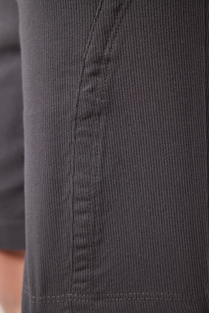 Stone-Anthracite Cotton Oversize Fit Weaving Lightweight Flexible Chino Shorts Set - 11276