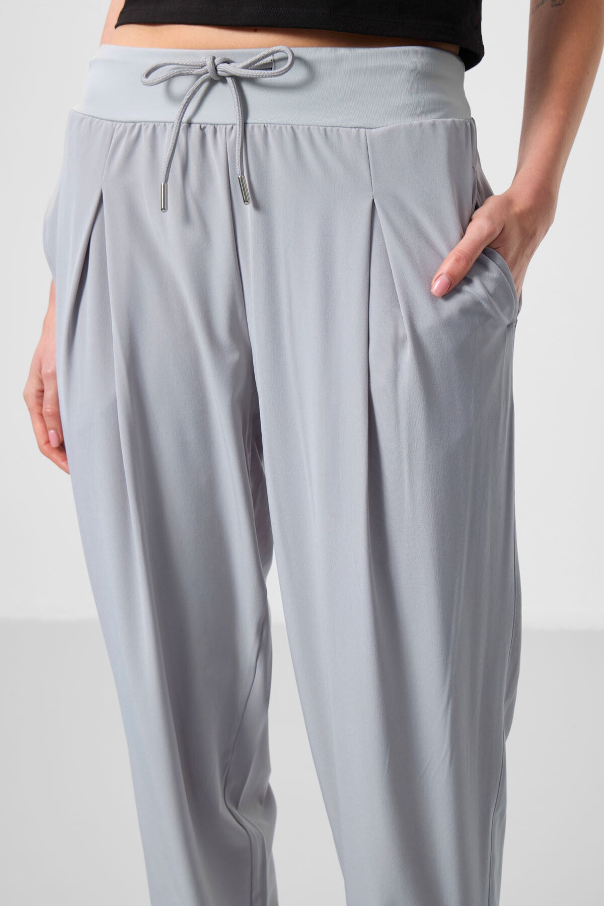 Stone Polyester Pocketed Standard Mold Women's Trousers - 94677