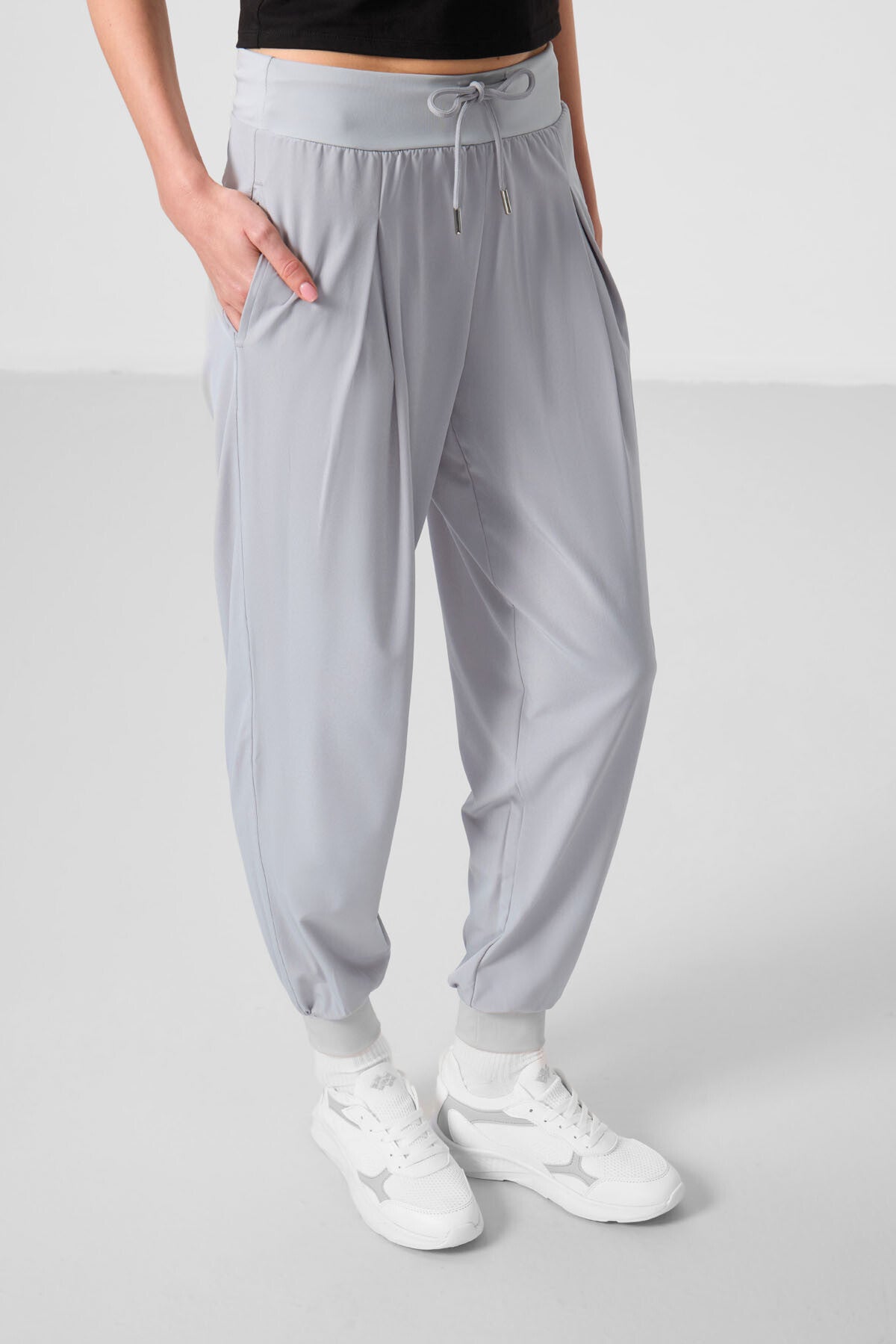 Stone Polyester Pocketed Standard Mold Women's Trousers - 94677