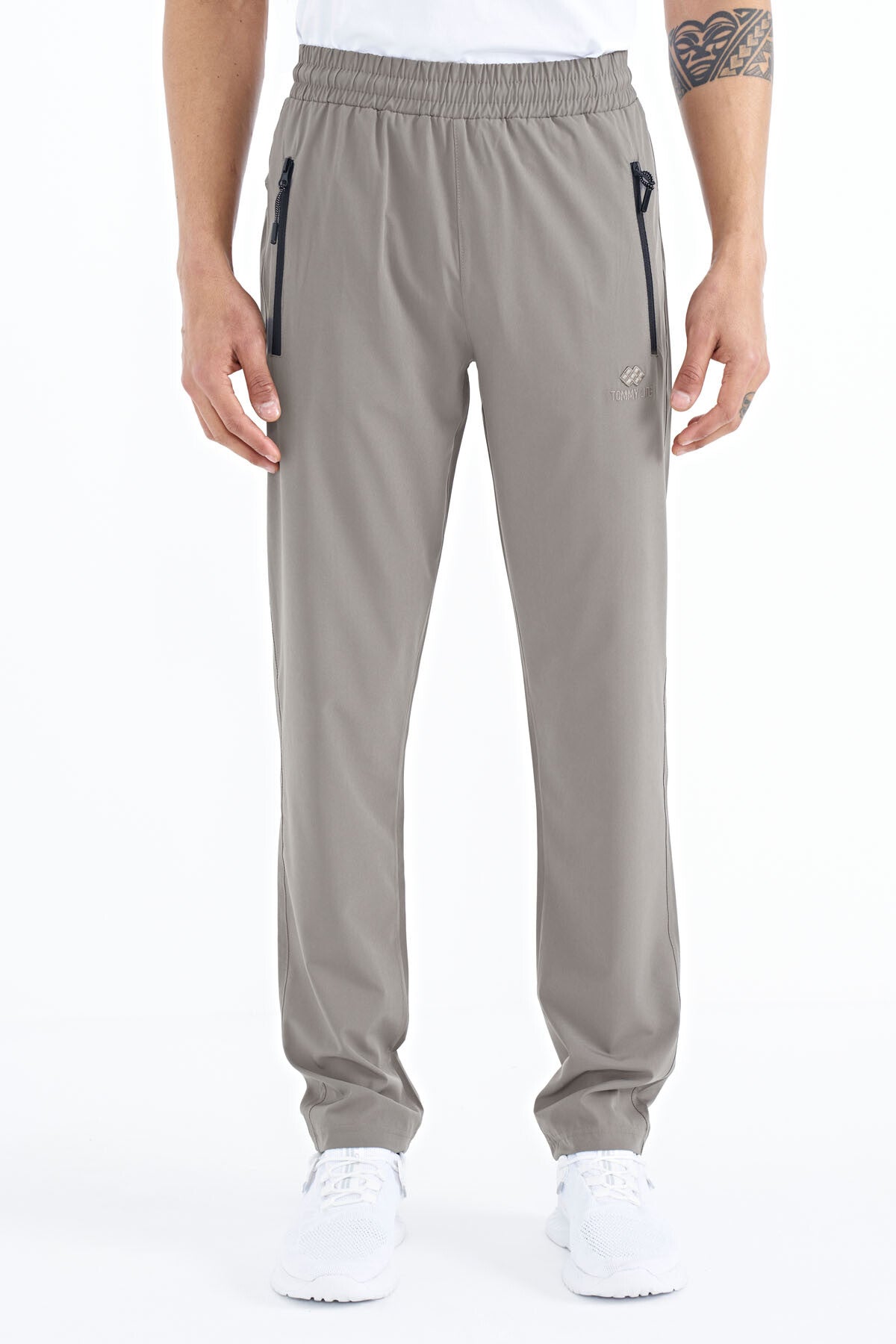 Stone Men's Zippered Three-Pocket Standard Fit Classic Hem Tracksuit Bottom - 84768