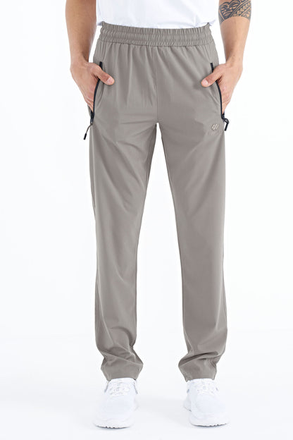 Stone Men's Zippered Three-Pocket Standard Fit Classic Hem Tracksuit Bottom - 84768