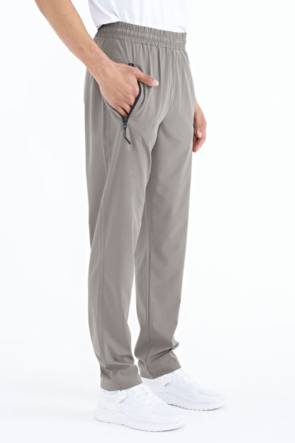 Stone Men's Zippered Three-Pocket Standard Fit Classic Hem Tracksuit Bottom - 84768
