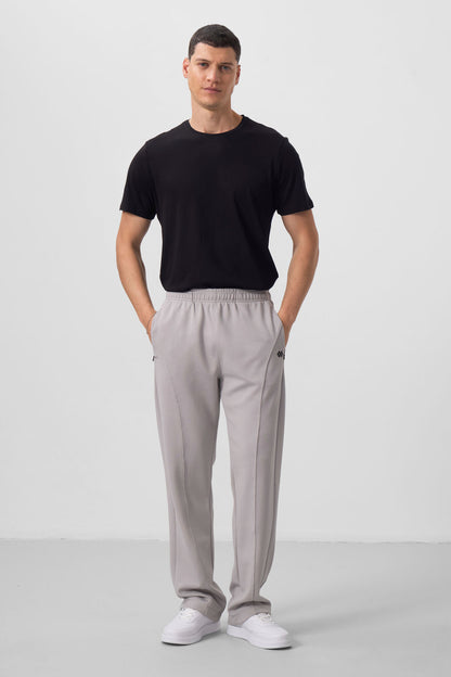 Stone Surface Textured Standard Fit Palazzo Men's Trousers - 82171
