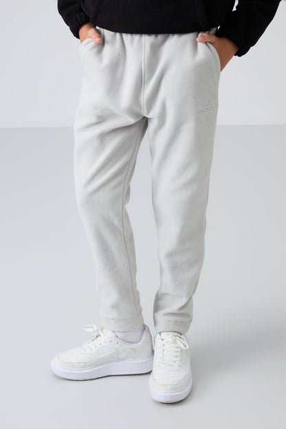 Stone Thick Soft Textured Standard Fit Embroidered Fleece Boys' Tracksuit Bottom - 11219