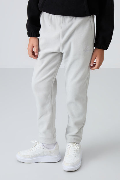 Stone Thick Soft Textured Standard Fit Embroidered Fleece Boys' Tracksuit Bottom - 11219