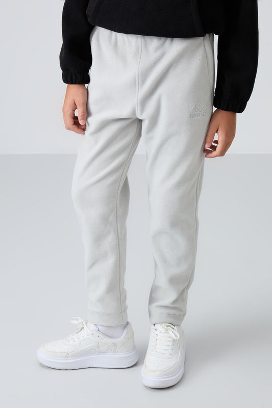 Stone Thick Soft Textured Standard Fit Embroidered Fleece Boys' Tracksuit Bottom - 11219