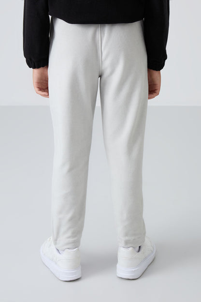 Stone Thick Soft Textured Standard Fit Embroidered Fleece Boys' Tracksuit Bottom - 11219