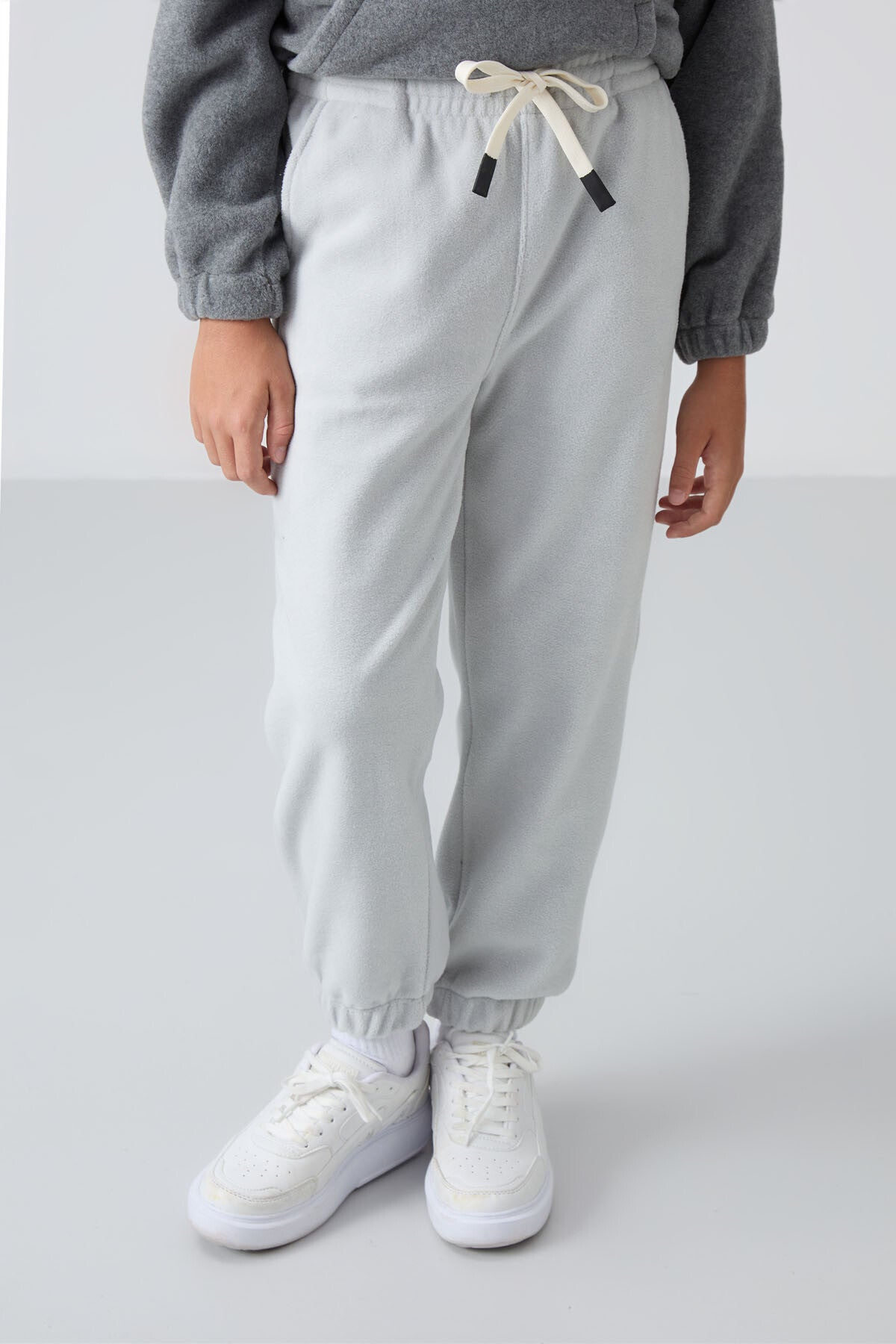 Stone Thick Soft Textured Standard Fit Embroidered Fleece Boys' Tracksuit Bottom - 11220