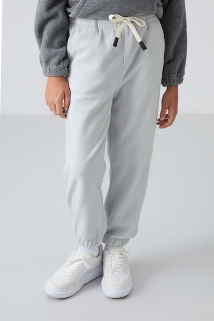 Stone Thick Soft Textured Standard Fit Embroidered Fleece Boys' Tracksuit Bottom - 11220