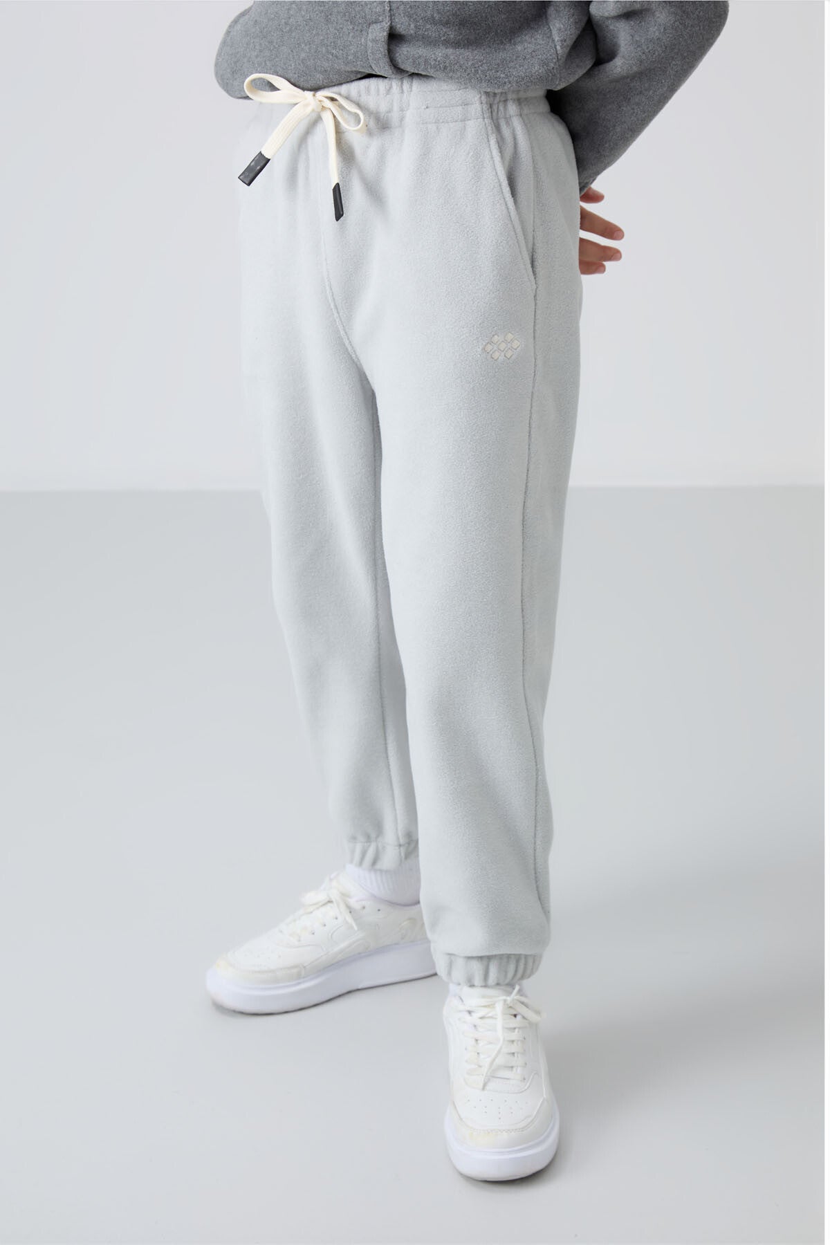 Stone Thick Soft Textured Standard Fit Embroidered Fleece Boys' Tracksuit Bottom - 11220