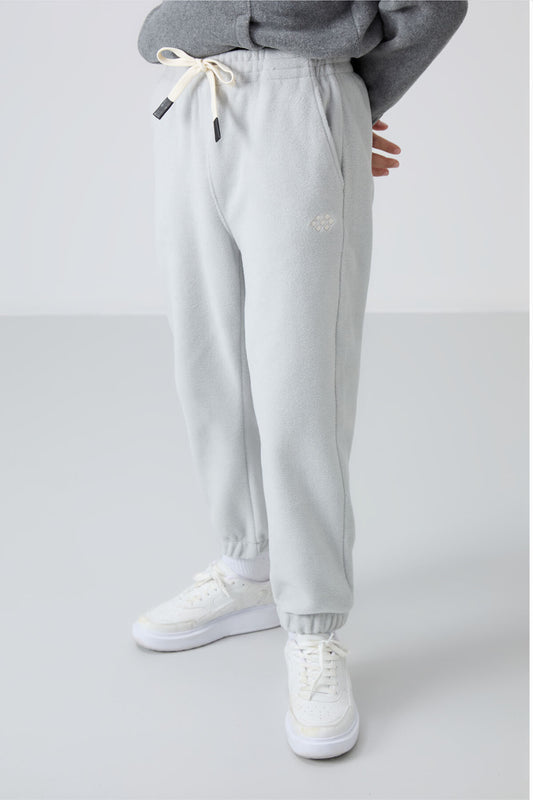 Stone Thick Soft Textured Standard Fit Embroidered Fleece Boys' Tracksuit Bottom - 11220