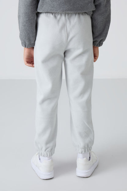 Stone Thick Soft Textured Standard Fit Embroidered Fleece Boys' Tracksuit Bottom - 11220