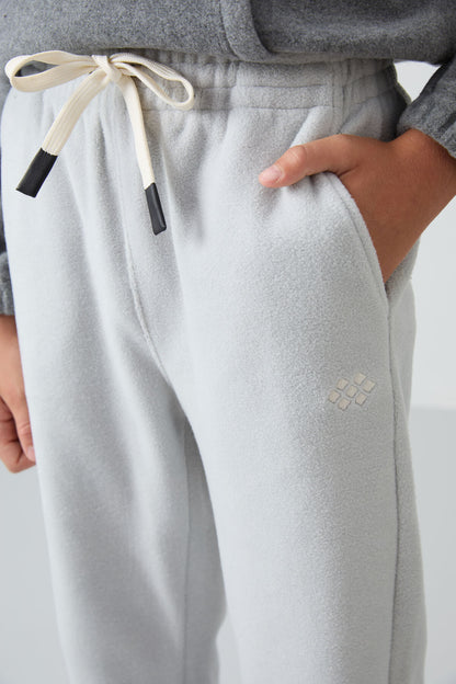 Stone Thick Soft Textured Standard Fit Embroidered Fleece Boys' Tracksuit Bottom - 11220