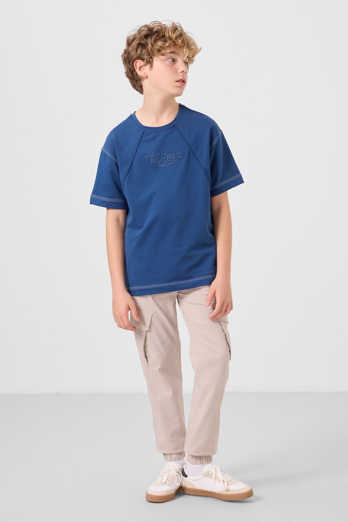 Stone Standard Fit Weaving Lightweight Flexible Chino Boys Trousers - 11271