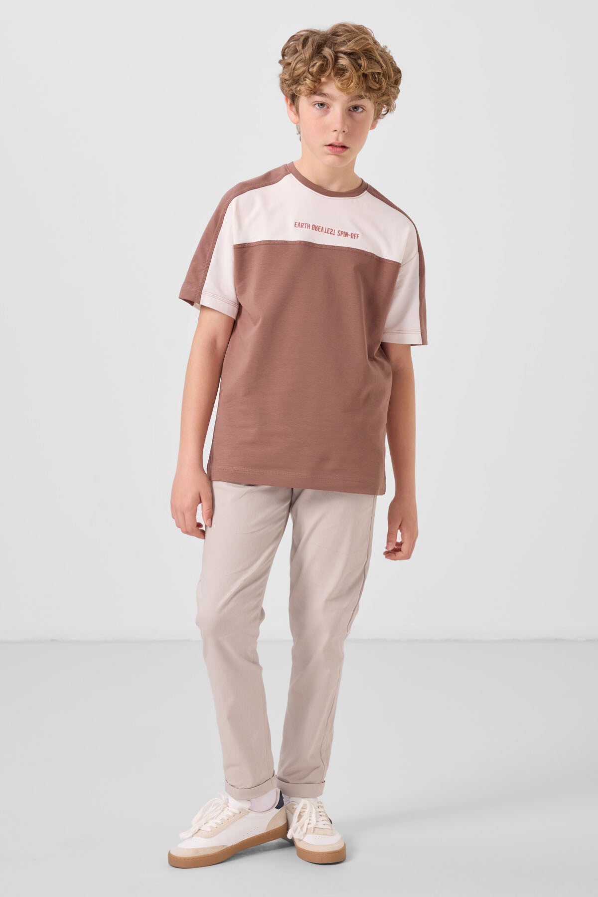 Stone Standard Fit Weaving Lightweight Flexible Chino Boys Trousers - 11272